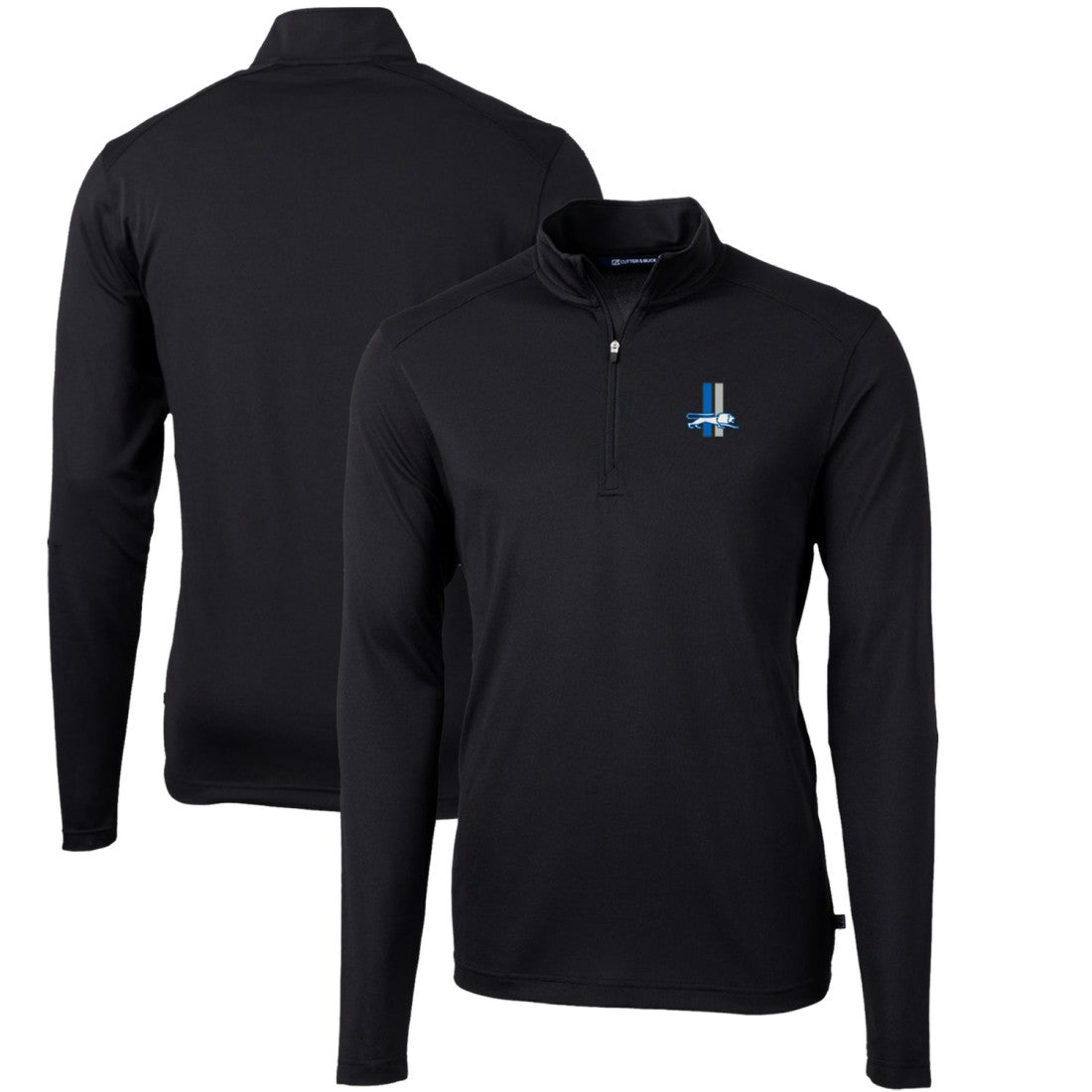 Detroit Lions Cutter & Buck Throwback Logo Virtue Eco Pique Recycled Quarter-Zip Big & Tall Pullover Top Black
