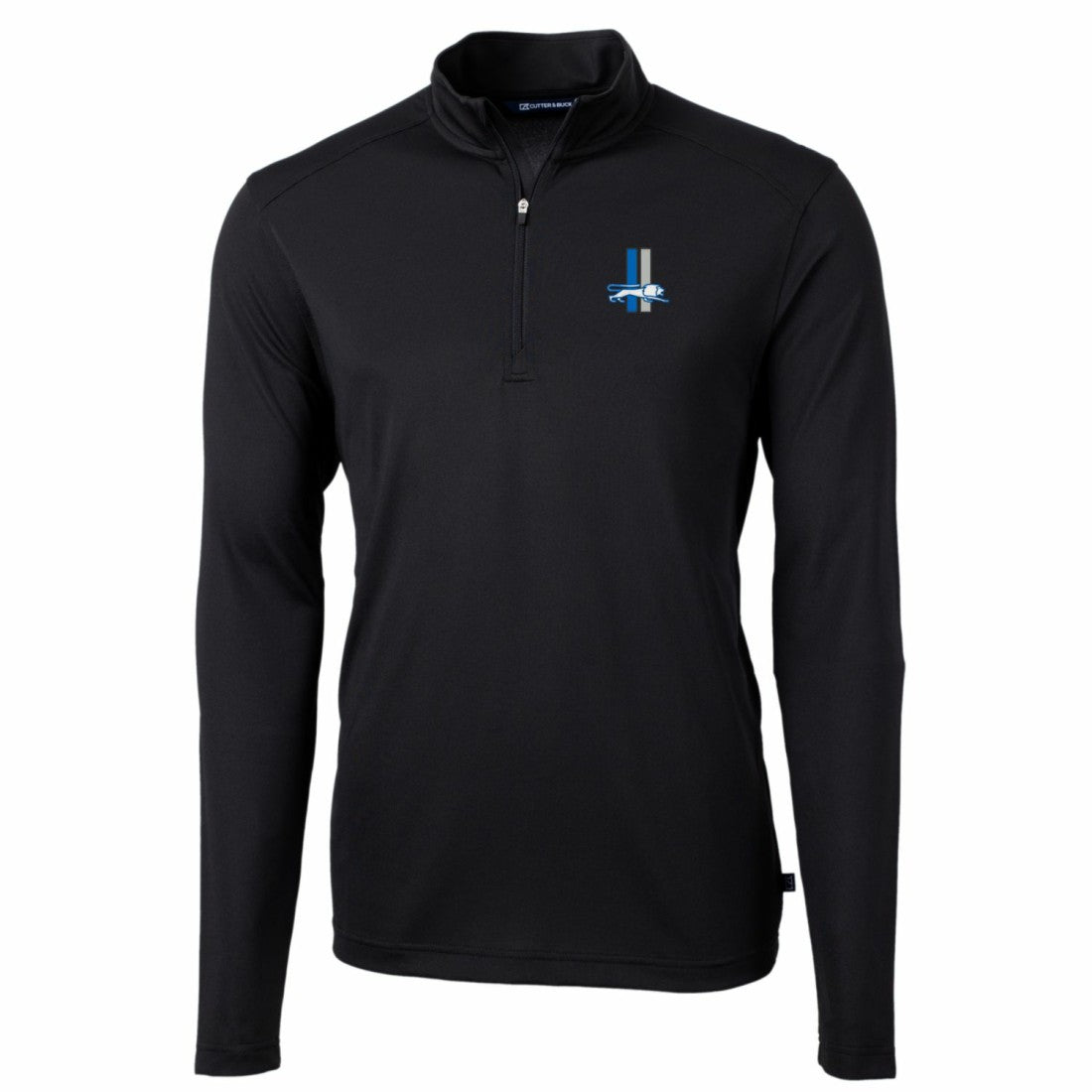 Detroit Lions Cutter & Buck Throwback Logo Virtue Eco Pique Recycled Quarter-Zip Big & Tall Pullover Top Black