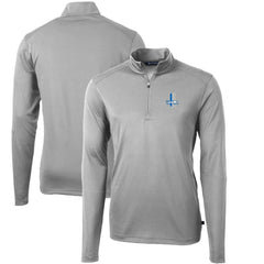 Detroit Lions Cutter & Buck Throwback Logo Virtue Eco Pique Recycled Quarter-Zip Big & Tall Pullover Top Gray
