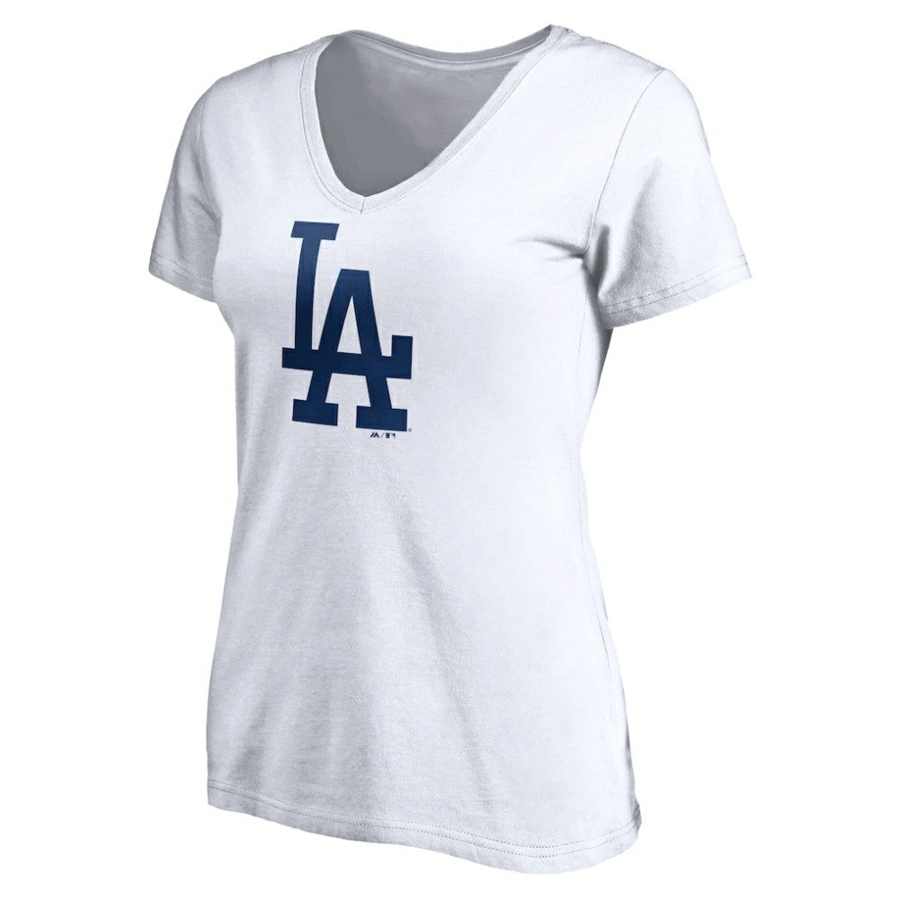 Los Angeles Dodgers Women's Official Logo V-Neck T-Shirt - White T-shirts