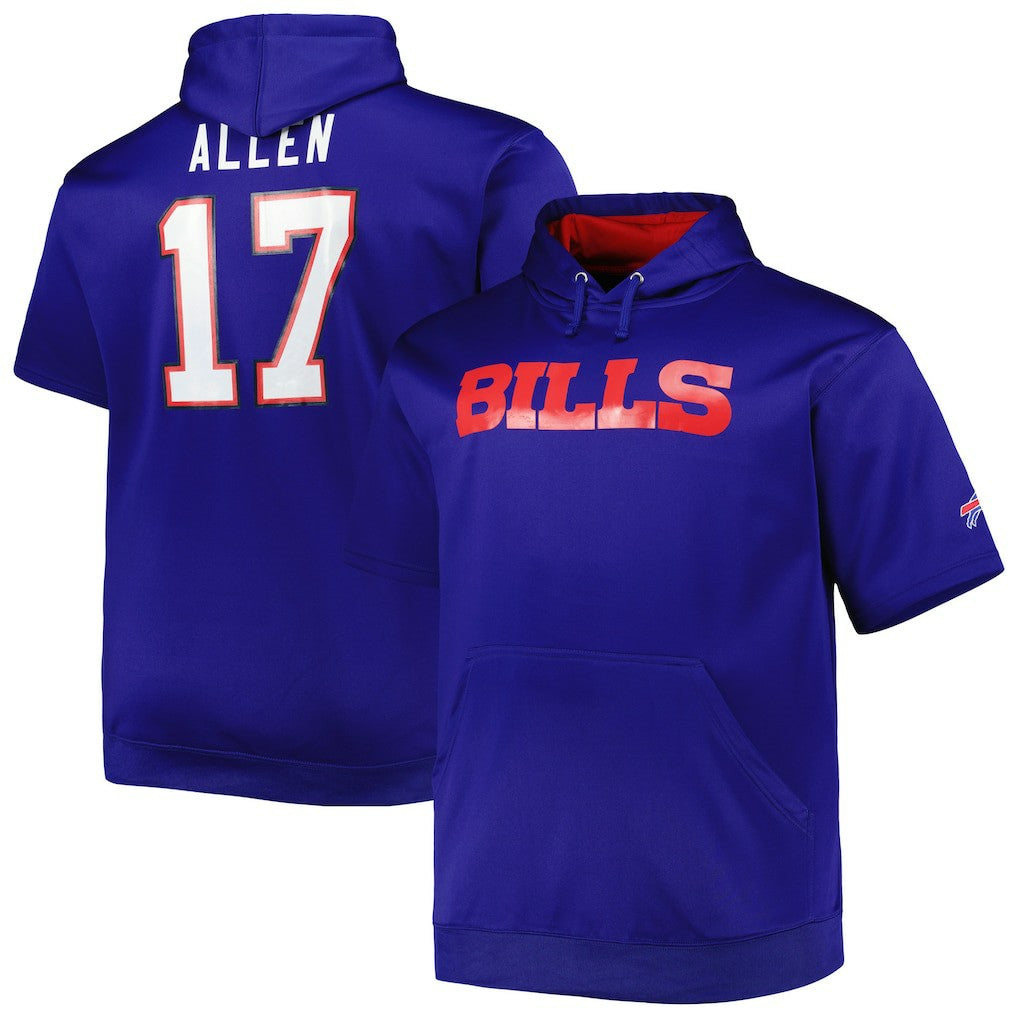 Josh Allen Buffalo Bills Big & Tall Short Sleeve Pullover Hoodie Royal