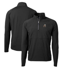 Cleveland Browns Cutter & Buck Adapt Eco Knit Hybrid Recycled Quarter-Zip Throwback Pullover Top Black