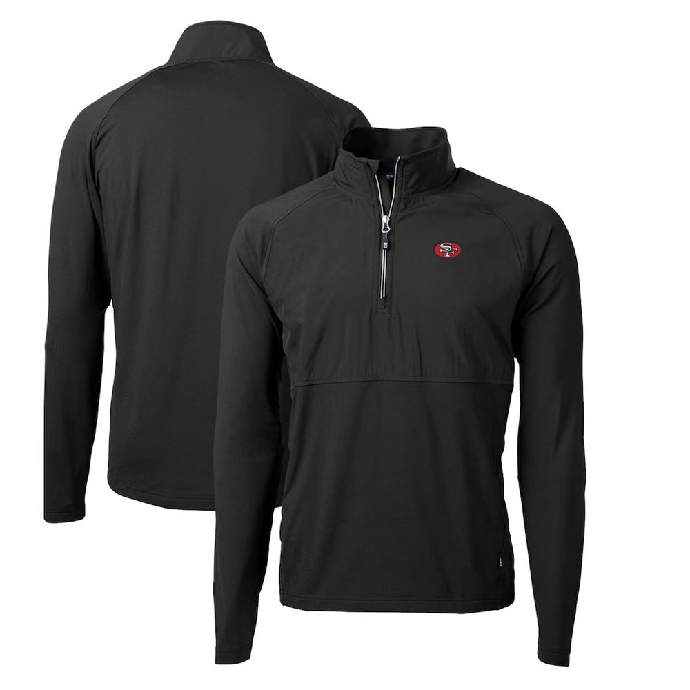 San Francisco 49ers Cutter & Buck Adapt Eco Knit Hybrid Recycled Quarter-Zip Throwback Pullover Top Black