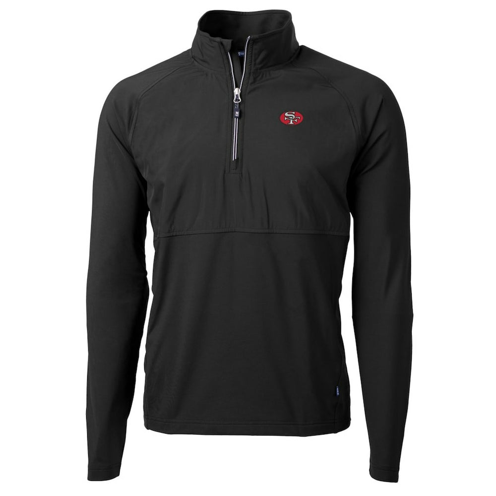 San Francisco 49ers Cutter & Buck Adapt Eco Knit Hybrid Recycled Quarter-Zip Throwback Pullover Top Black