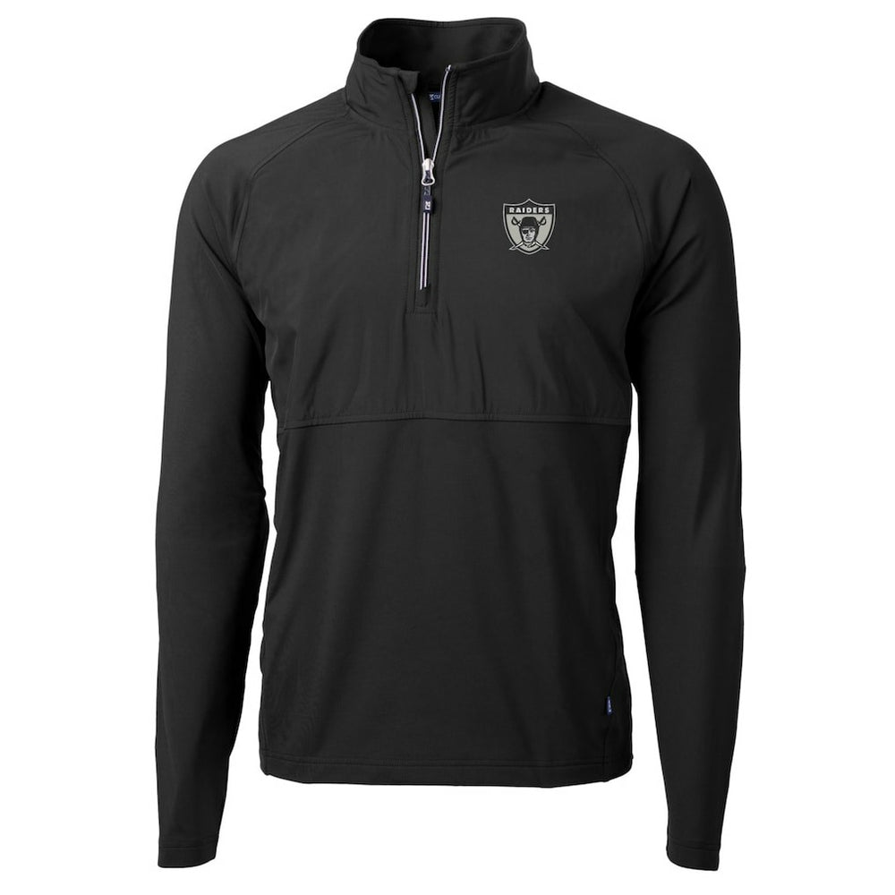 Las Vegas Raiders Cutter & Buck Adapt Eco Knit Hybrid Recycled Quarter-Zip Throwback Pullover Top Black