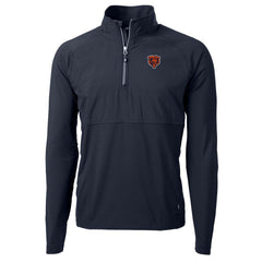 Chicago Bears Cutter & Buck Adapt Eco Knit Hybrid Recycled Quarter-Zip Throwback Pullover Top Navy
