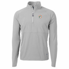 Miami Dolphins Cutter & Buck Adapt Eco Knit Hybrid Recycled Quarter-Zip Throwback Pullover Top Gray