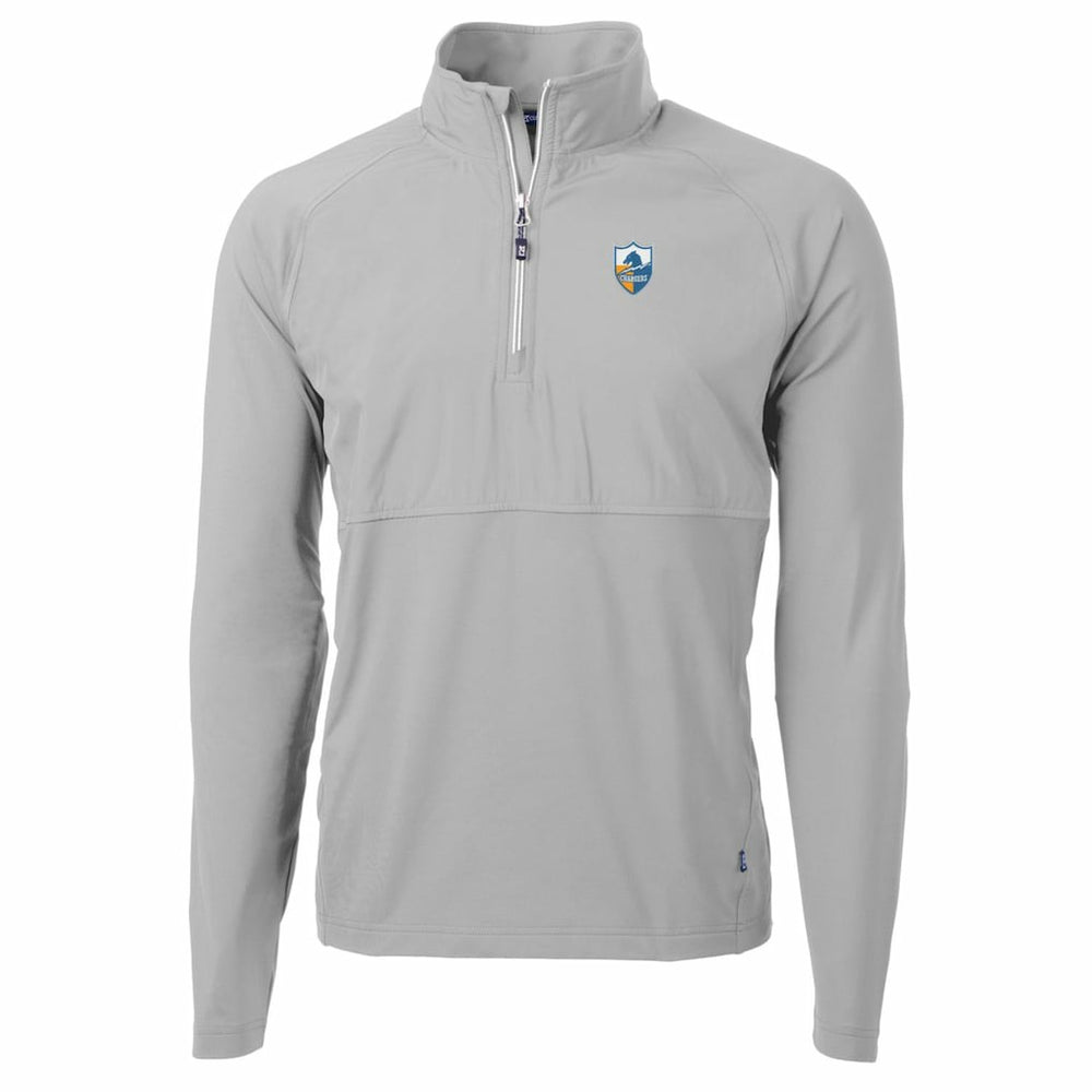 Los Angeles Chargers Cutter & Buck Adapt Eco Knit Hybrid Recycled Quarter-Zip Throwback Pullover Top Gray