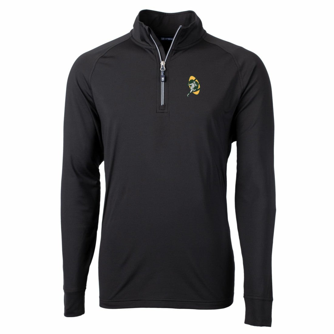 Green Bay Packers Cutter & Buck Adapt Eco Knit Stretch Recycled Quarter-Zip Throwback Pullover Top Black