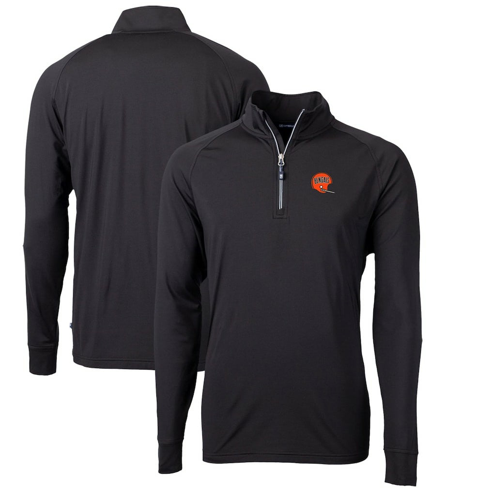 Cincinnati Bengals Cutter & Buck Adapt Eco Knit Stretch Recycled Quarter-Zip Throwback Pullover Top Black