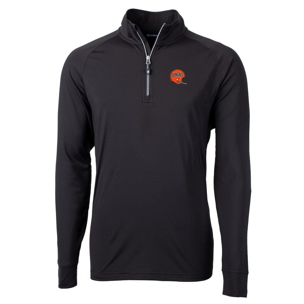 Cincinnati Bengals Cutter & Buck Adapt Eco Knit Stretch Recycled Quarter-Zip Throwback Pullover Top Black