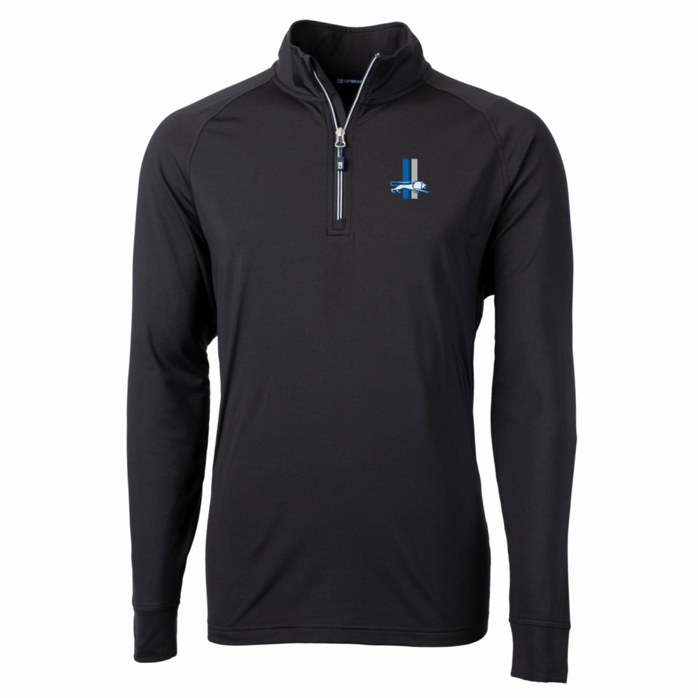 Detroit Lions Cutter & Buck Adapt Eco Knit Stretch Recycled Quarter-Zip Throwback Pullover Top Black