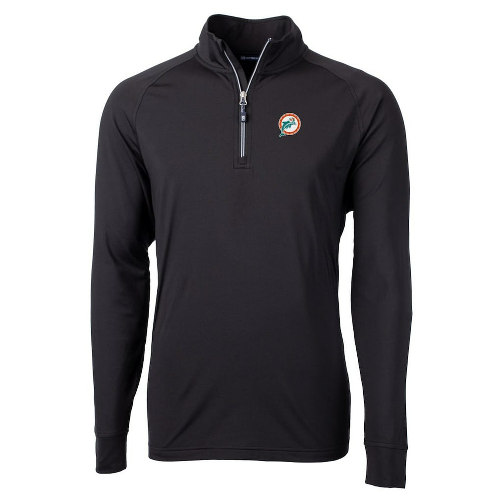 Miami Dolphins Cutter & Buck Adapt Eco Knit Stretch Recycled Quarter-Zip Throwback Pullover Top Black
