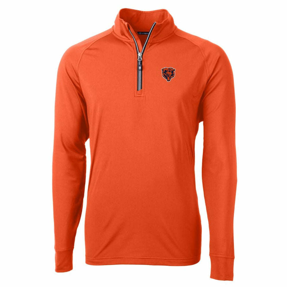 Chicago Bears Cutter & Buck Adapt Eco Knit Stretch Recycled Quarter-Zip Throwback Pullover Top Orange