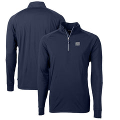 New York Giants Cutter & Buck Adapt Eco Knit Stretch Recycled Quarter-Zip Throwback Pullover Top Navy