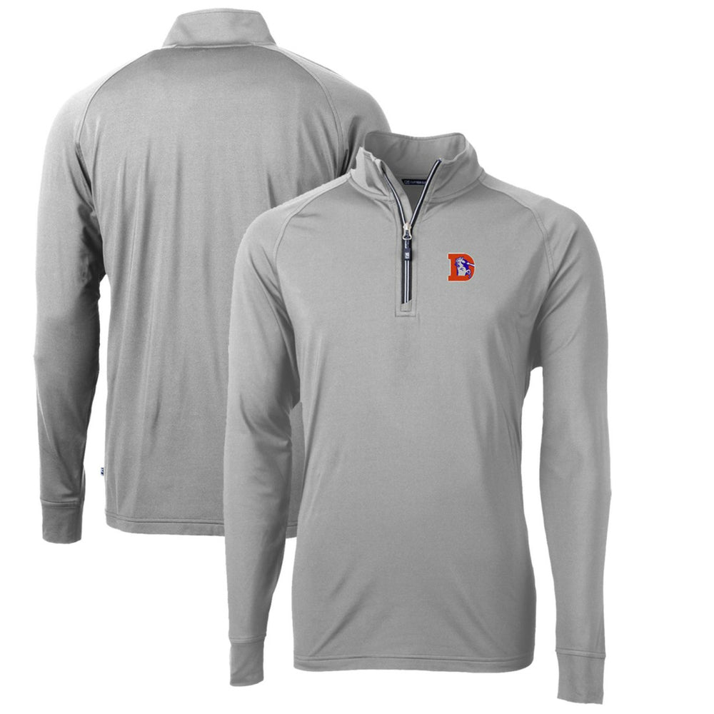 Denver Broncos Cutter & Buck Adapt Eco Knit Stretch Recycled Quarter-Zip Throwback Pullover Top Gray