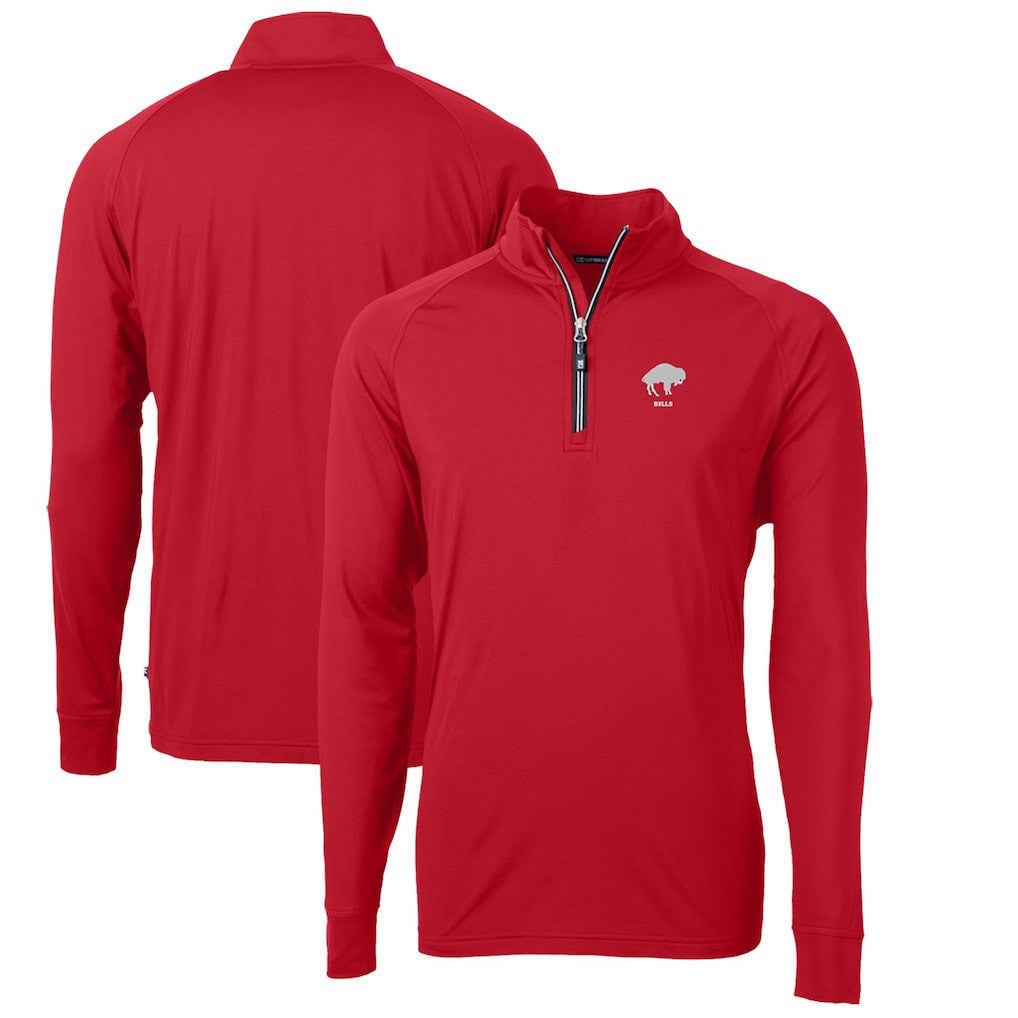 Buffalo Bills Cutter & Buck Adapt Eco Knit Stretch Recycled Quarter-Zip Throwback Pullover Top Red