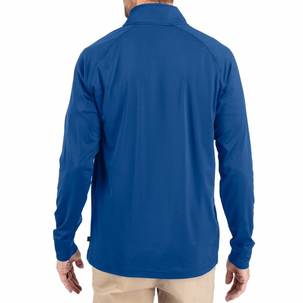 Buffalo Bills Cutter & Buck Adapt Eco Knit Stretch Recycled Quarter-Zip Throwback Pullover Top Royal