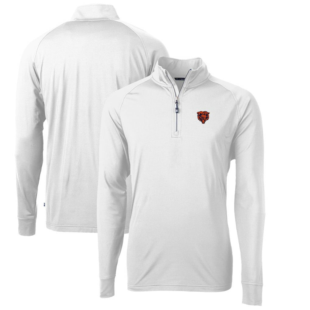 Chicago Bears Cutter & Buck Adapt Eco Knit Stretch Recycled Quarter-Zip Throwback Pullover Top White