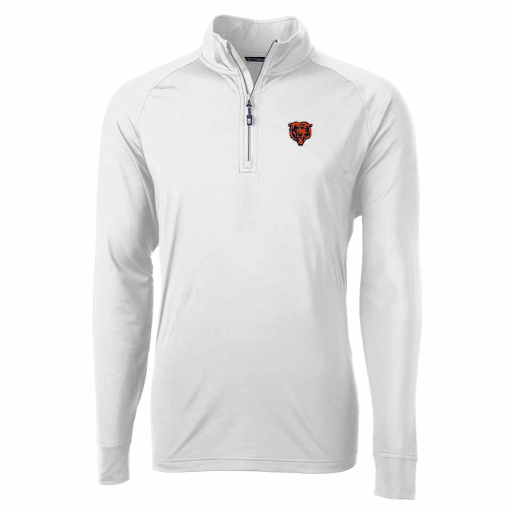 Chicago Bears Cutter & Buck Adapt Eco Knit Stretch Recycled Quarter-Zip Throwback Pullover Top White