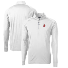 Tampa Bay Buccaneers Cutter & Buck Adapt Eco Knit Stretch Recycled Quarter-Zip Throwback Pullover Top White