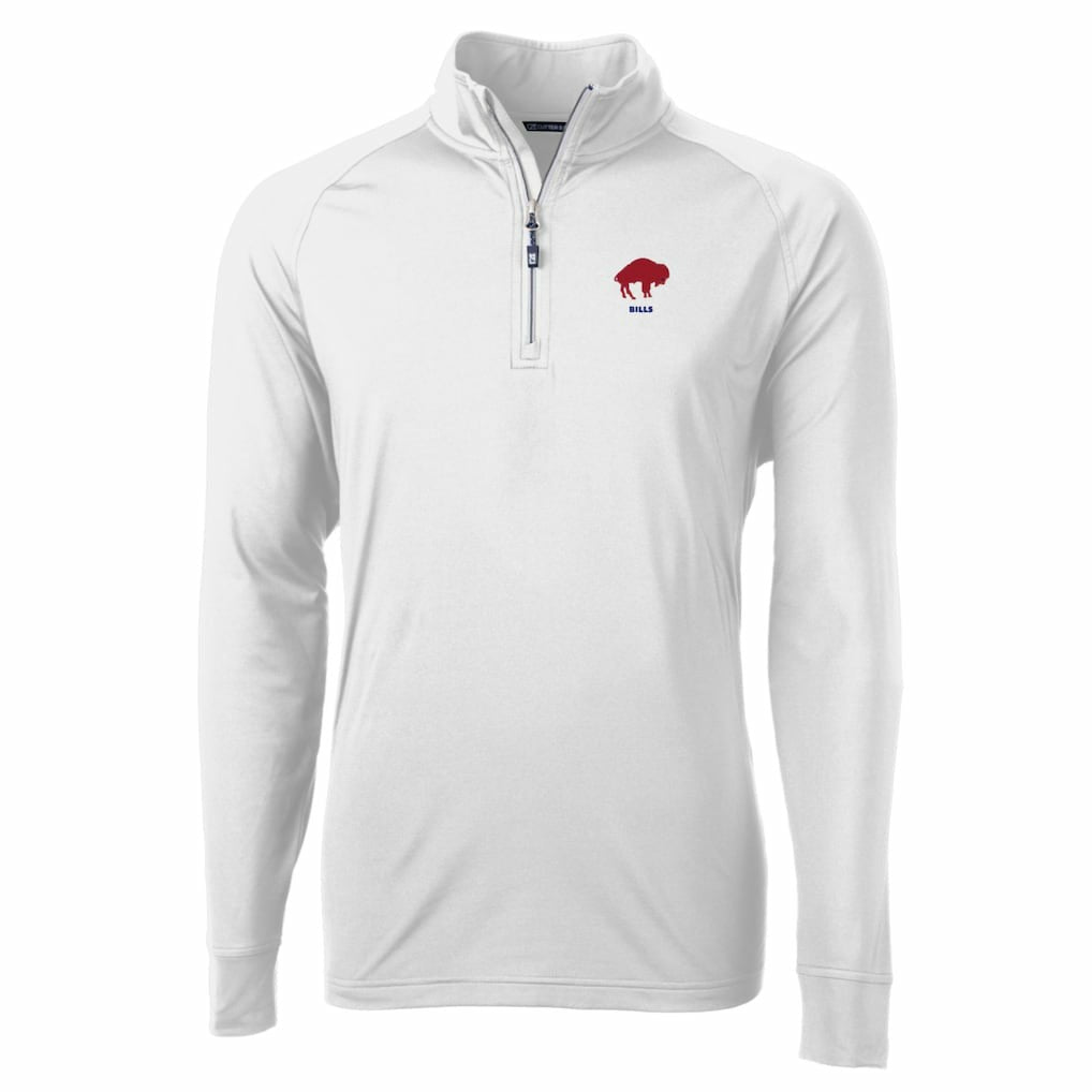 Buffalo Bills Cutter & Buck Adapt Eco Knit Stretch Recycled Quarter-Zip Throwback Pullover Top White