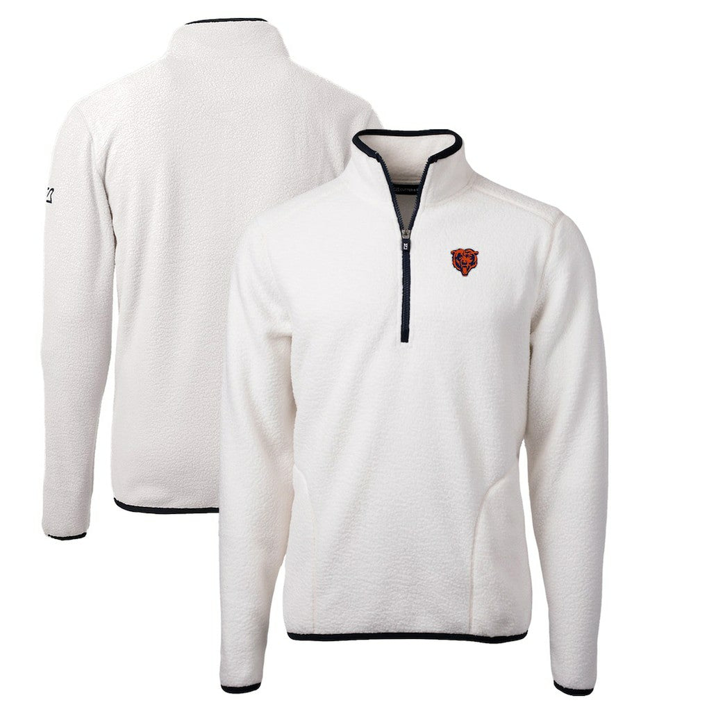 Chicago Bears Cutter & Buck Throwback Eco Sherpa Fleece Quarter-Zip Pullover Jacket White