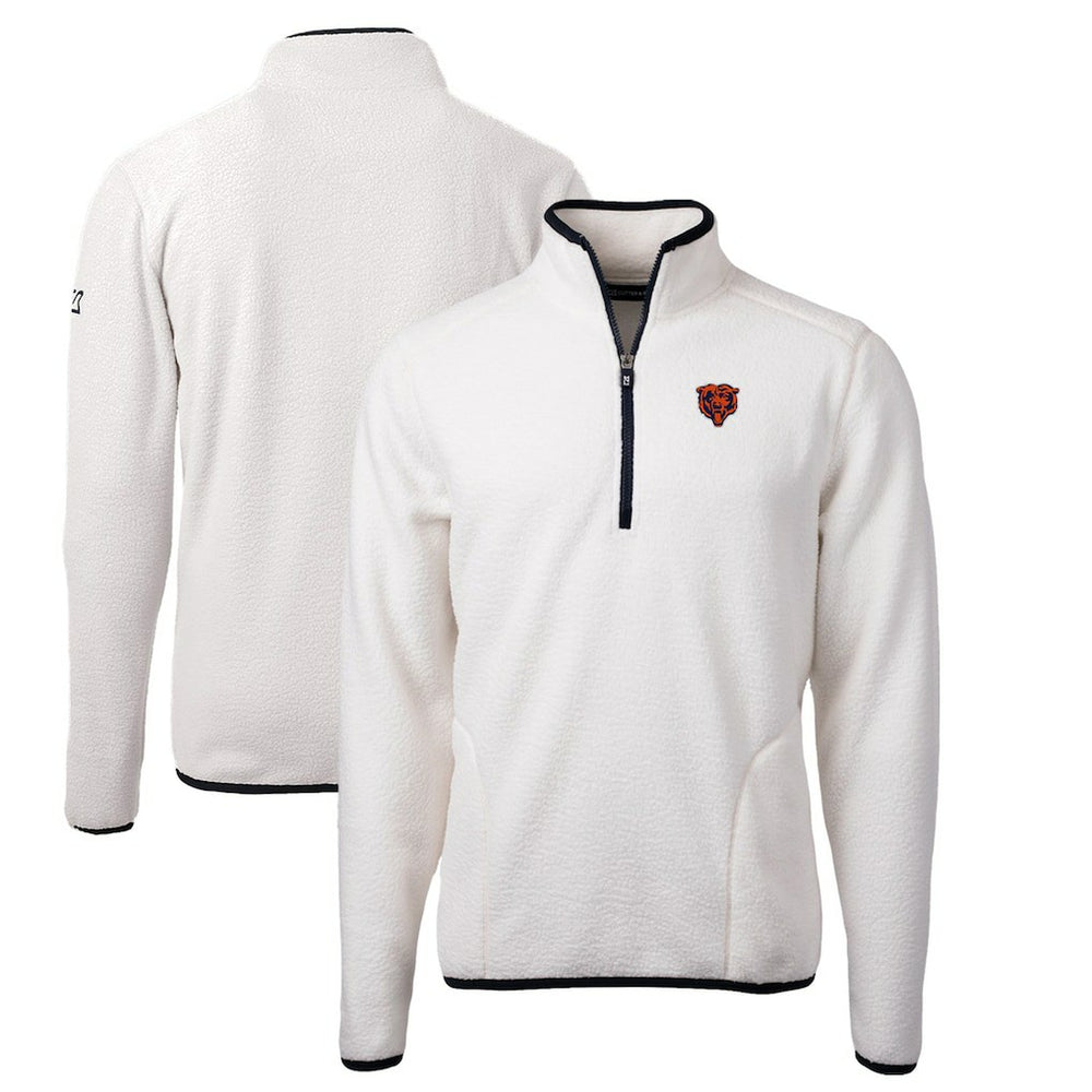 Chicago Bears Cutter & Buck Throwback Eco Sherpa Fleece Quarter-Zip Pullover Jacket White
