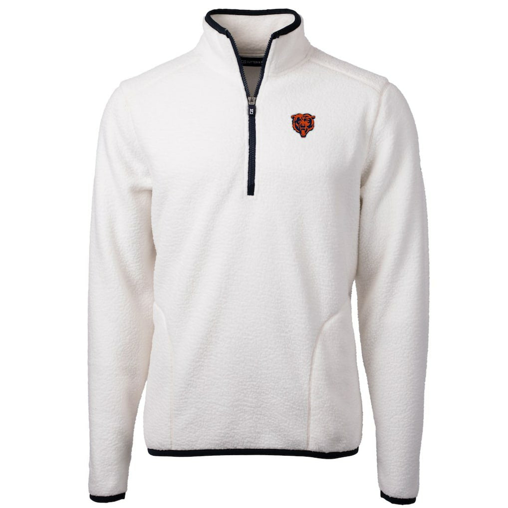 Chicago Bears Cutter & Buck Throwback Eco Sherpa Fleece Quarter-Zip Pullover Jacket White