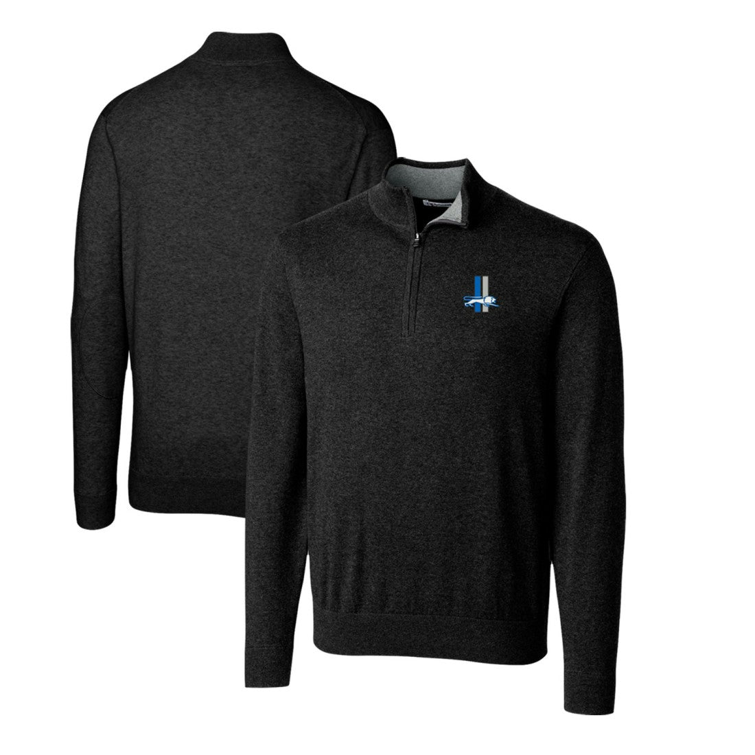 Detroit Lions Cutter & Buck Throwback Logo Lakemont Tri-Blend Quarter-Zip Pullover Sweater Black