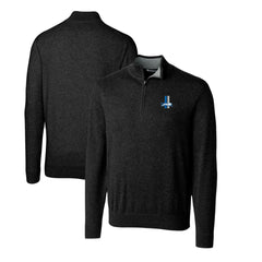 Detroit Lions Cutter & Buck Throwback Logo Lakemont Tri-Blend Quarter-Zip Pullover Sweater Black