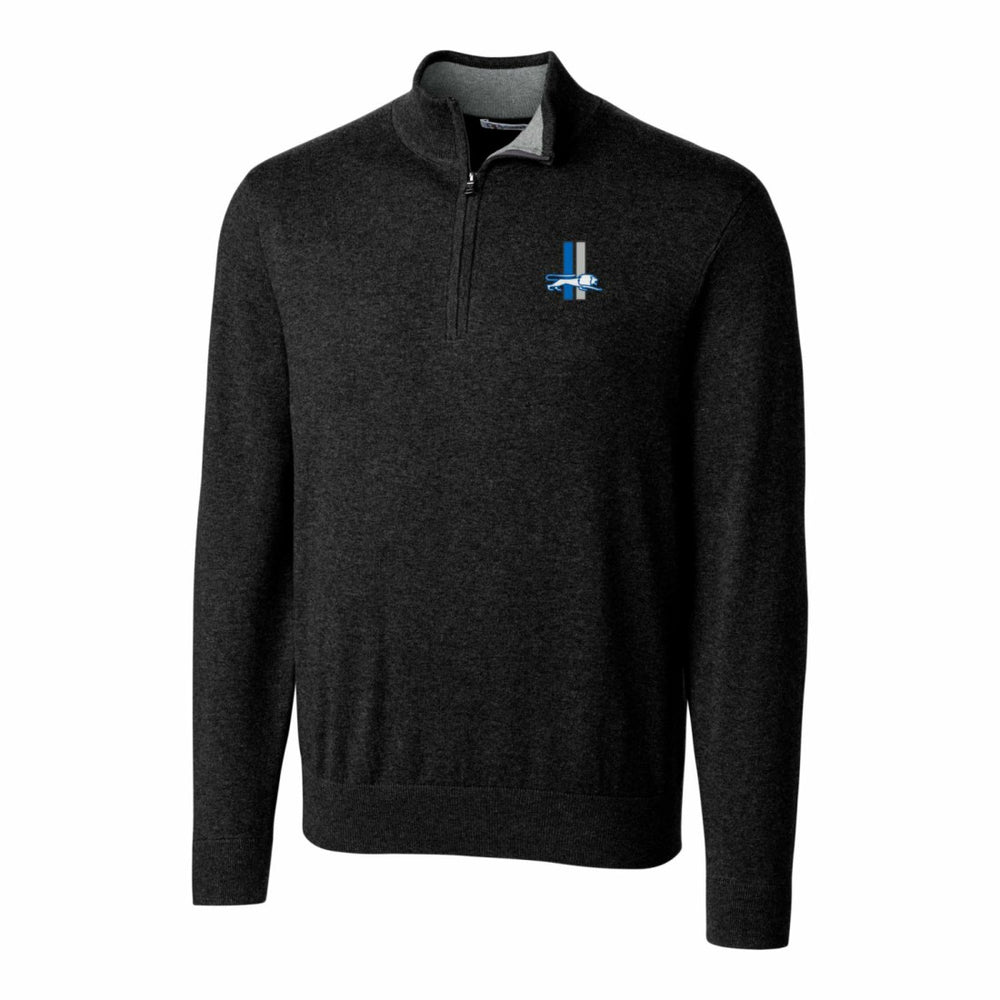 Detroit Lions Cutter & Buck Throwback Logo Lakemont Tri-Blend Quarter-Zip Pullover Sweater Black