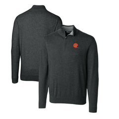 Cincinnati Bengals Cutter & Buck Throwback Logo Lakemont Tri-Blend Quarter-Zip Pullover Sweater Heather Charcoal