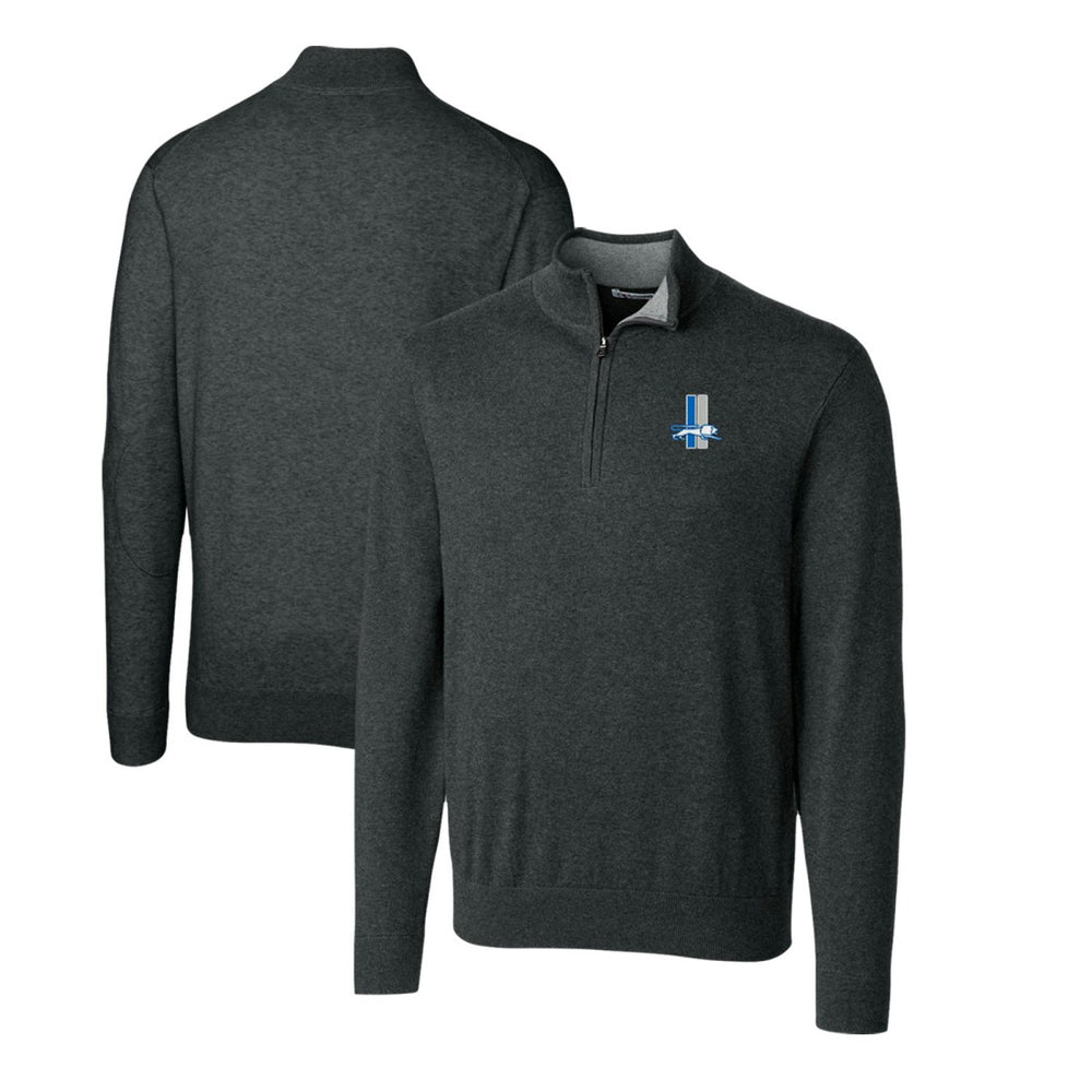 Detroit Lions Cutter & Buck Throwback Logo Lakemont Tri-Blend Quarter-Zip Pullover Sweater Heather Charcoal