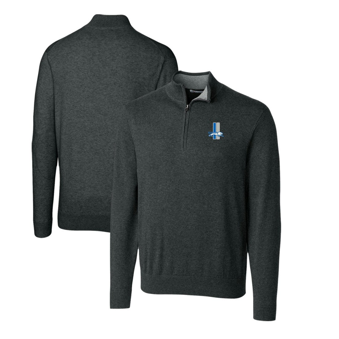 Detroit Lions Cutter & Buck Throwback Logo Lakemont Tri-Blend Quarter-Zip Pullover Sweater Heather Charcoal