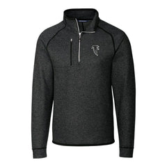 Atlanta Falcons Cutter & Buck Throwback Logo Mainsail Sweater-Knit Half-Zip Pullover Jacket Heather Charcoal