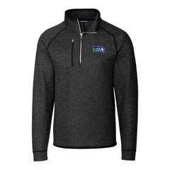 Seattle Seahawks Cutter & Buck Throwback Logo Mainsail Sweater-Knit Half-Zip Pullover Jacket Heather Charcoal