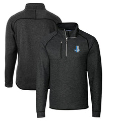 Detroit Lions Cutter & Buck Throwback Logo Mainsail Sweater-Knit Half-Zip Pullover Jacket Heather Charcoal