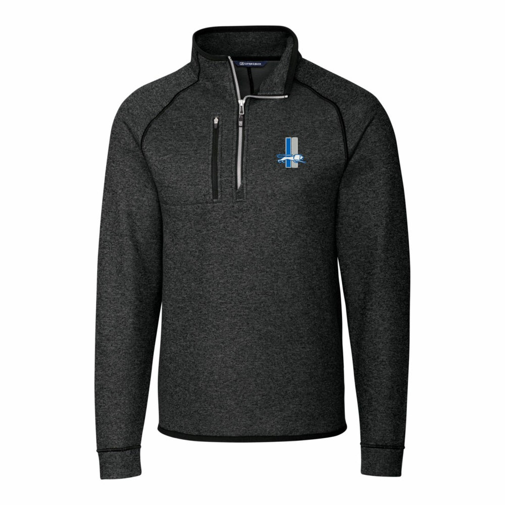 Detroit Lions Cutter & Buck Throwback Logo Mainsail Sweater-Knit Half-Zip Pullover Jacket Heather Charcoal