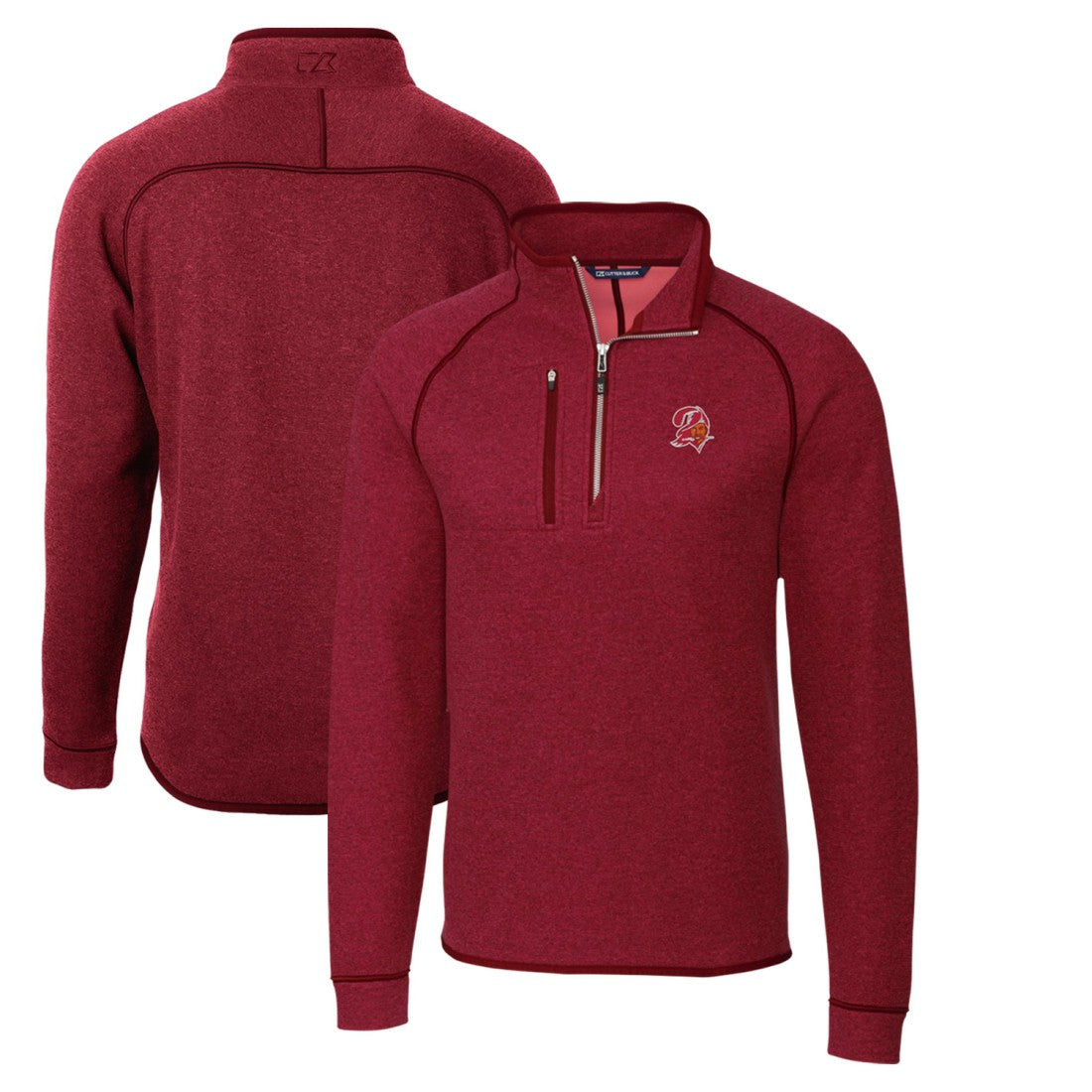 Tampa Bay Buccaneers Cutter & Buck Mainsail Sweater-Knit Half-Zip Pullover Jacket Red