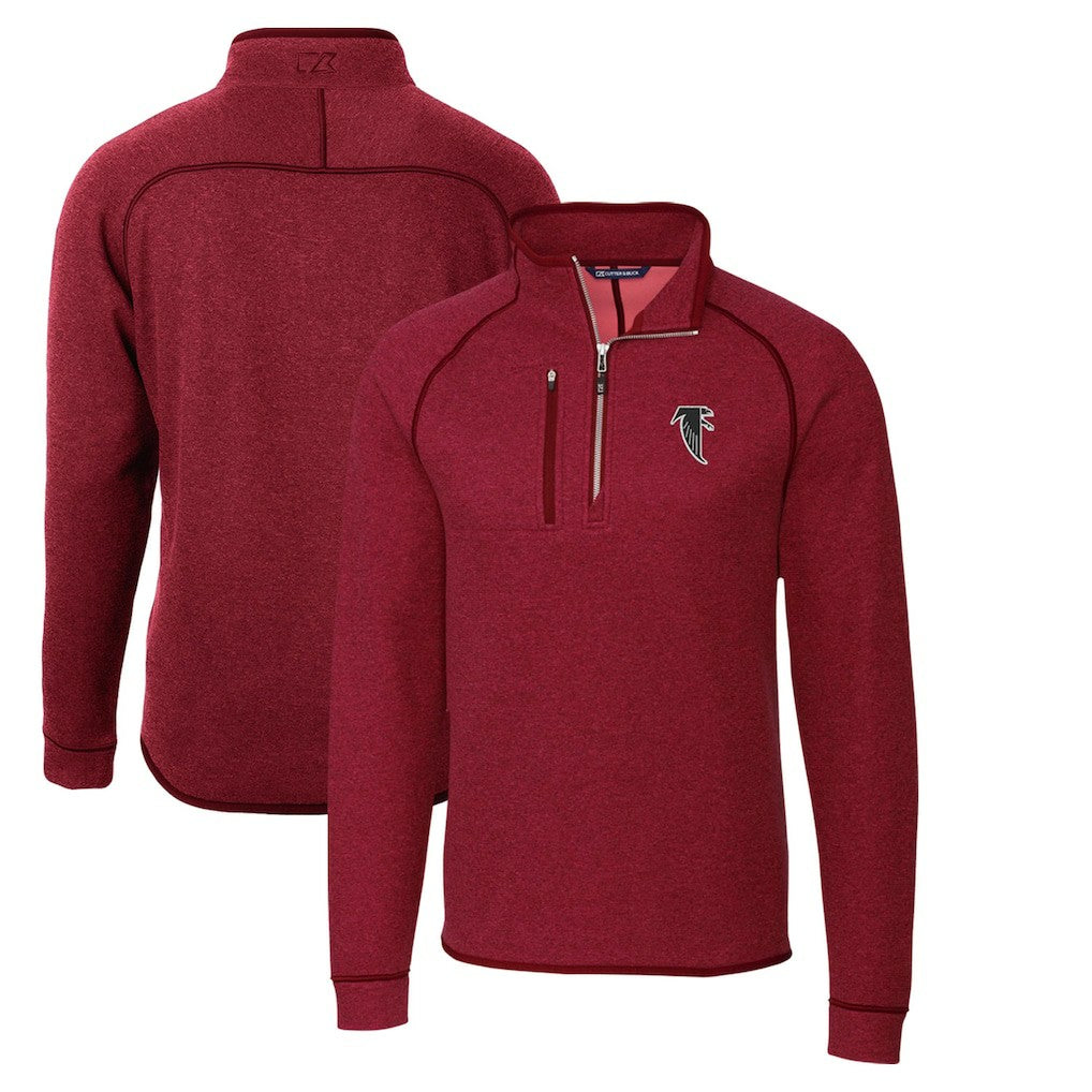 Atlanta Falcons Cutter & Buck Mainsail Sweater-Knit Half-Zip Pullover Jacket Red