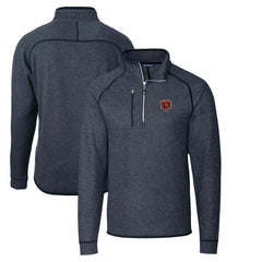 Chicago Bears Cutter & Buck Throwback Logo Mainsail Sweater-Knit Half-Zip Pullover Jacket Heather Navy