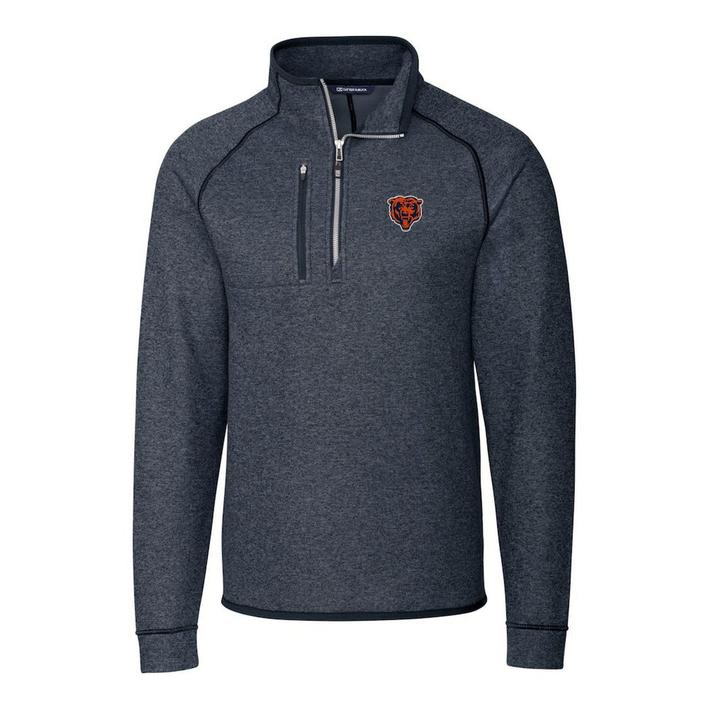 Chicago Bears Cutter & Buck Throwback Logo Mainsail Sweater-Knit Half-Zip Pullover Jacket Heather Navy