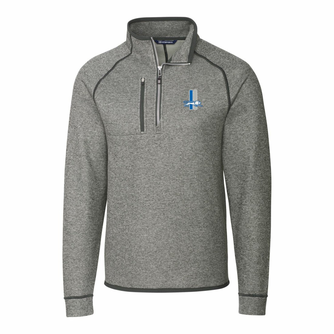 Detroit Lions Cutter & Buck Throwback Logo Mainsail Sweater-Knit Half-Zip Pullover Jacket Heather Gray