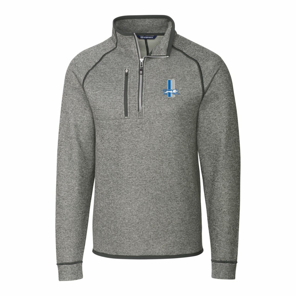 Detroit Lions Cutter & Buck Throwback Logo Mainsail Sweater-Knit Half-Zip Pullover Jacket Heather Gray