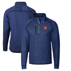 Denver Broncos Cutter & Buck Throwback Logo Mainsail Sweater-Knit Half-Zip Pullover Jacket Heather Royal