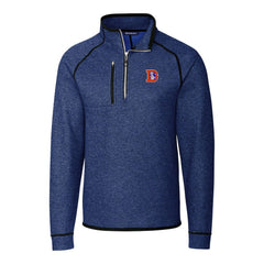 Denver Broncos Cutter & Buck Throwback Logo Mainsail Sweater-Knit Half-Zip Pullover Jacket Heather Royal