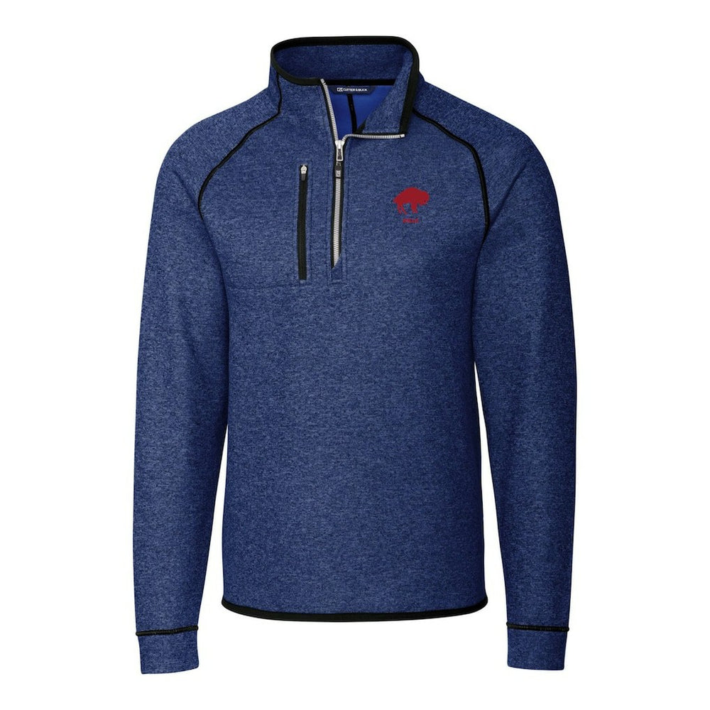 Buffalo Bills Cutter & Buck Throwback Logo Mainsail Sweater-Knit Half-Zip Pullover Jacket Heather Royal