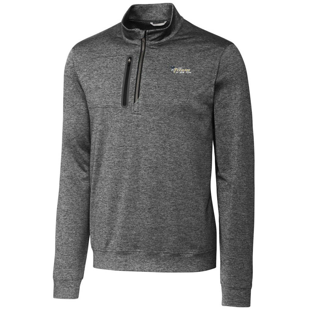 New York Jets Cutter & Buck Stealth Heathered Throwback Logo Quarter-Zip Pullover Top Steel