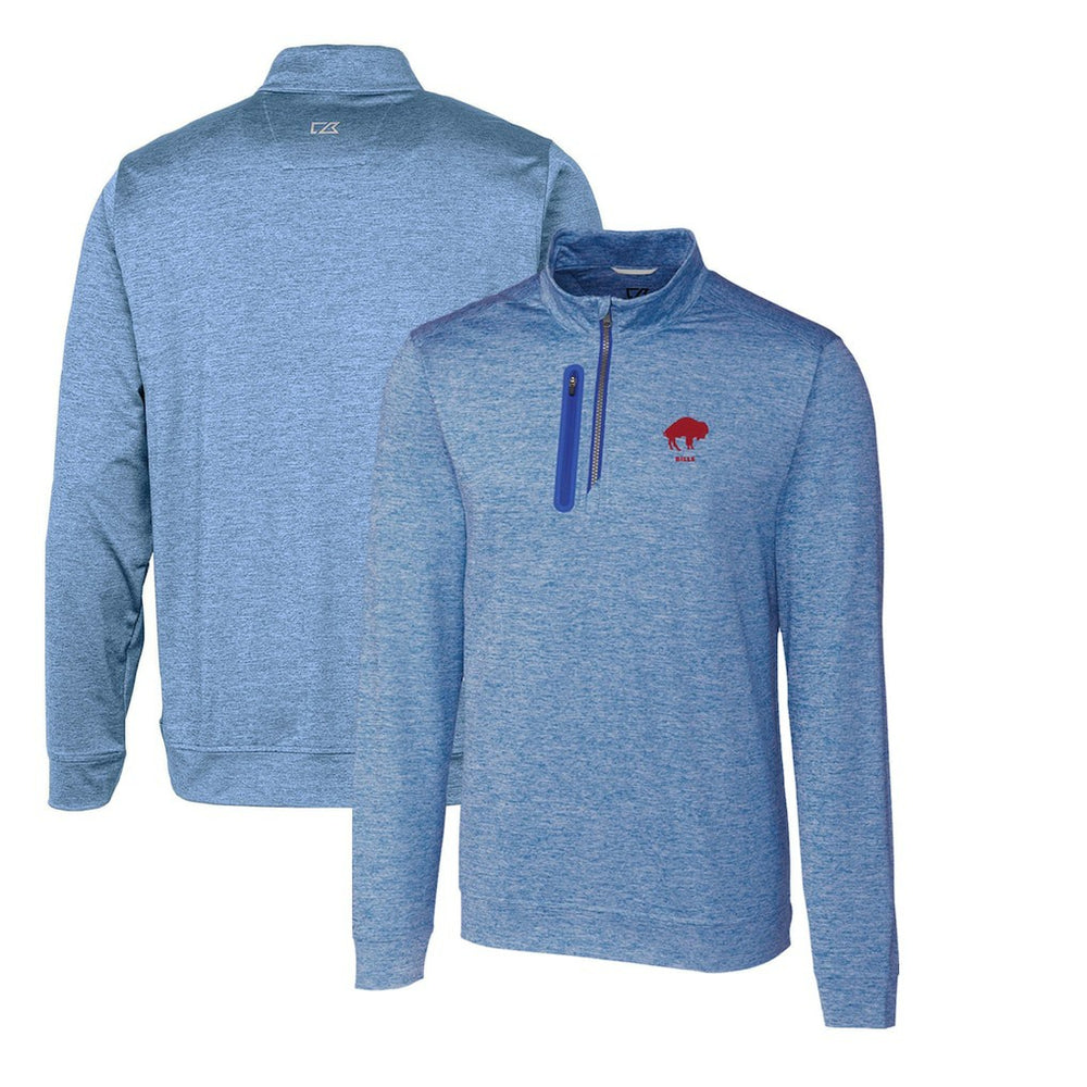 Buffalo Bills Cutter & Buck Stealth Heathered Throwback Logo Quarter-Zip Pullover Top Royal